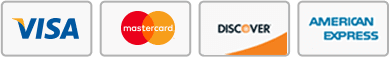 Visa, Mastercard, Discover and American Express accepted
